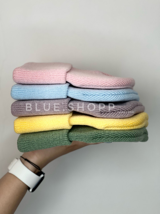 کلاه بافت رنگ پاستلی