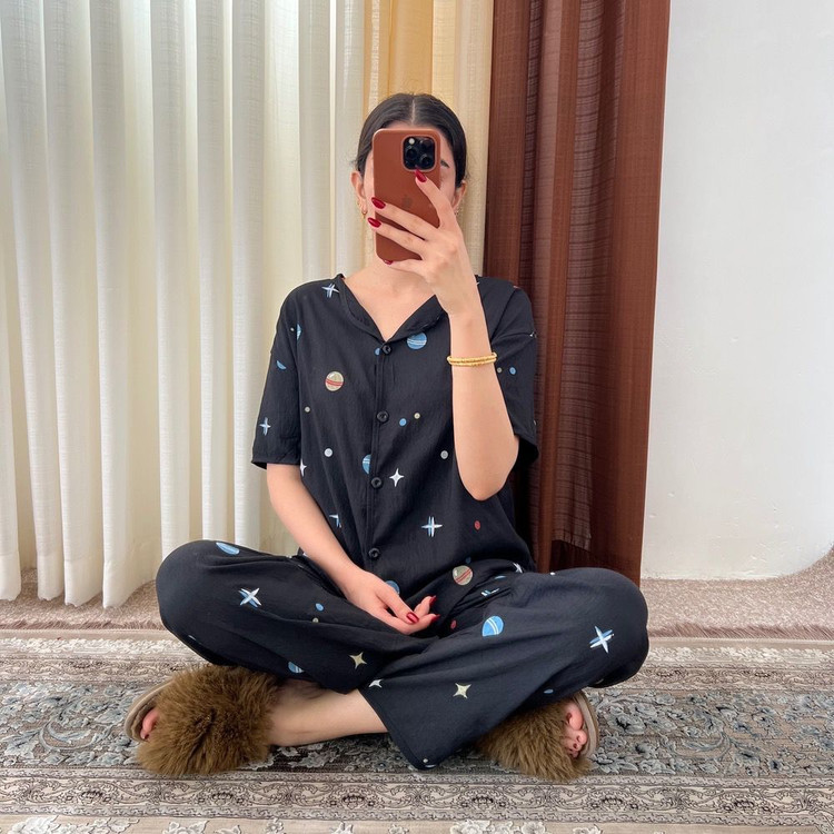 پیراهن شلوار نخی زنانه
