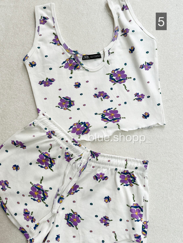 ست کراپ شورتک کبریتی زارا (ZARA)بنگلادش یقه دلبری زنانه و دخترانه/کد ۵۴۵