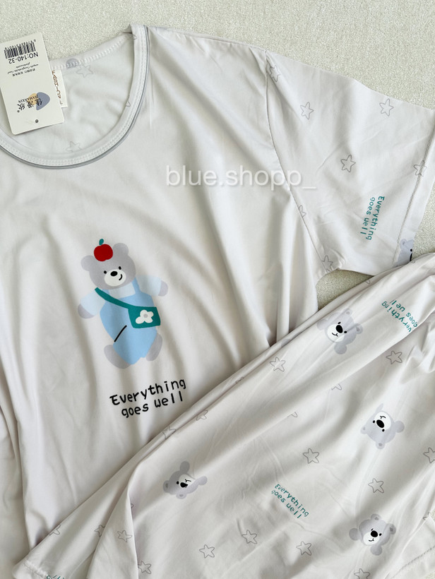 ست بلوز و شلوارک پینترستی نخ پنبه درجه ۱ خرسی زنانه ودخترانه وارداتی کد ۱۴۰۳۲
