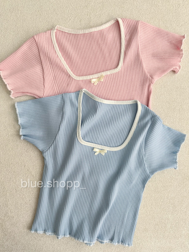 کراپ تاپ کرکره ای پنبه یقه مربعی | فری سایز ۳۶تا۴۲ /کد ۶۶۸